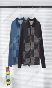 22SS Männer Frauen Designer Jacken Denim Mantel Plaid Jacquard Buchstaben Stoff Wash Worn Revers Hals Paris Streetwear Schwarz Blau M2XL7300171