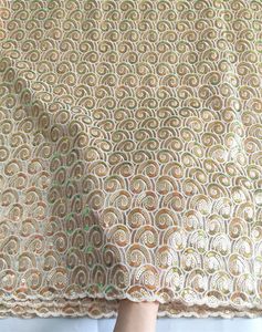 5 metrów francuski materiał koronkowy African Organza tiul tiulowy WTH cekins sekwencja Swiss Voile Laces tkaniny dla ASO EBI2990720