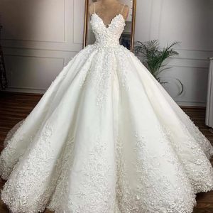 Stunningbride 2024 vit spaghetti vintage bollklänning bröllopsklänningar plus storlek spets applicerade trädgård brudklänningar med ruffle skräddarsydd