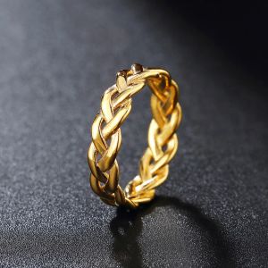 Retro mode 14k gult guld flätad keltik knut ring punk par enkel silver/gyllene färg ring män kvinnor viking smycken gåva