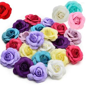 Hair Accessories 60PCS Felt Flowers Head Bulk Wholesale DIY Craft Artificial Silk Rose Bud Wedding Decoration Garland Gift Box Scrapbooking