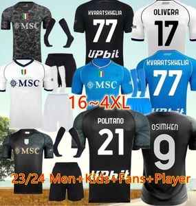 4xl Home 2324 Napoli piłkarskie koszulki Kvaratskhelia Hugo G Halloween Specjalna koszula Minjae Maillot Neapol Kid Zieliński H.Lozano Osimhen Politano Football Shirts