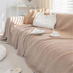 Chair Covers Solid Color Universal Chenille Sofa Cloth Towels For Living Room All Season 1 2 3 4 Seaters Washable Cushion Couch Cover