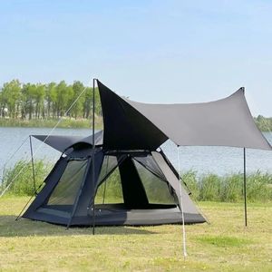 Zelte und Unterstände, Outdoor-Campingzelt für 4 Personen, 5000 mm, hochwertiges wasserdichtes Vinyl, schneller Aufbau für Wandern, Picknick, Garten