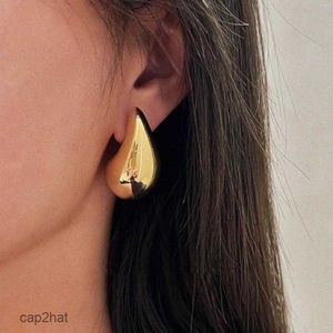 Studörhängen vintage slät guldpläterad överdriven dupes teardrop chunky bottega örhänge rostfritt stål vattendropp lätta hoops 2243