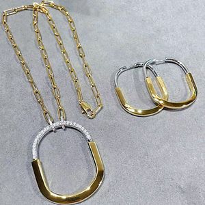 Designer de moda ferradura cabeça de bloqueio diamante pingente colar S925 prata esterlina 18k ouro 8A CZ moissanite brincos de luxo colar conjunto de jóias clássicas com caixa