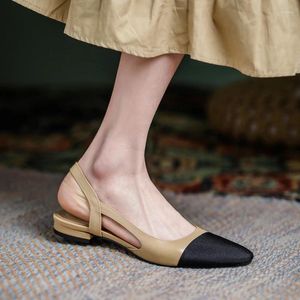 Sandały oryginalne 2697 skórzane patchwork okrągłe palce u zwyczajowej damskiej mody buty Summer Slingbacks plus size 42 43 damskie płaskie 193