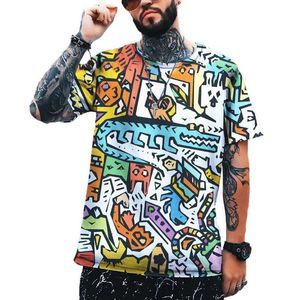 Kvinnors blusar skjortor 2022 Nya herrmode street hip-hop graffiti 3D-tryckning Leica polyester högkvalitativ t-shirt 2022 märke plus size topp yq240120