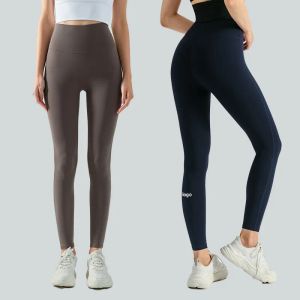 Kobiety 20 kolorów Sport Legginsy rozciągnij nylon lycra bez zawstydzających linii spodnie jogi z logo logo bezproblemowe gimnastyczne legginsy