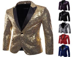 Mode Men Sequin One Button Blazer Suit Jacket Shiny Wedding Formal Dance Club Coat9404774