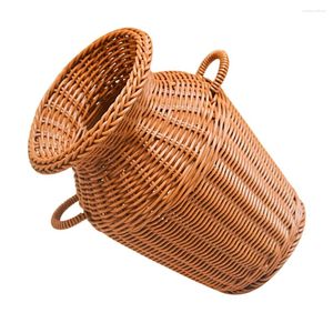 Vases Rustic Home Decor Umbrella Cane Stand Artificial Flowers Vase Straw Woven Storage Basket