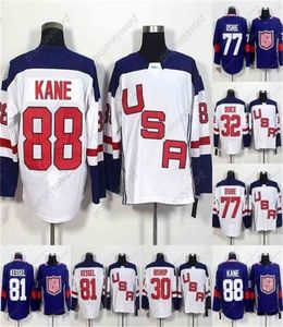 Mkob World Cup Blank Team USA Hockey-Trikots 32 Jonathan Quick 67 Max Pacioretty 77 TJ Oshie 81 Phil Kessel 88 Patrick Kane Hockey8415857