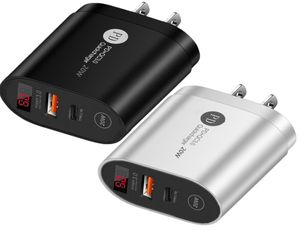 Светодиодный дисплей 20 Вт PD USBC Настенное зарядное устройство ЕС США Великобритания AC Домашние адаптеры питания для путешествий для Iphone 12 13 14 Samsung Huawei USBc телефонные вилки 8190312