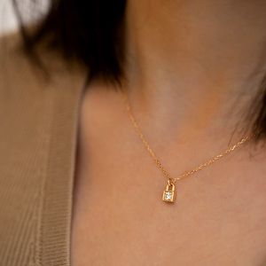 Mode Zirkonia Vorhängeschloss Halskette für Frauen 14 k Gelb Gold Vorhängeschloss Anhänger Charms Halsketten Ästhetischen Schmuck Zubehör