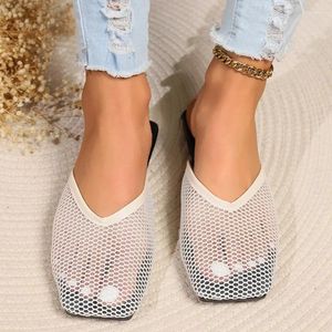 Hausschuhe Schuhe Für Frauen 2024 Sommer Street Fashion Karree frauen Atmungsaktive Mesh Geschlossene zehe Zapatos De Mujer