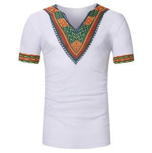 Muster Druck Männer T-shirt Sommer Afrikanischen Stil Vintage TeeTops V-ausschnitt Kurzarm T Shirts Homme Casual Tee6800823