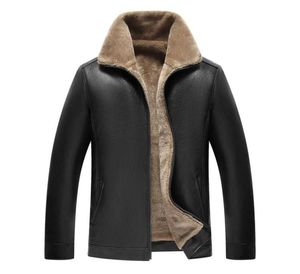 Jaqueta de couro de lã grossa para homens, casaco quente de motocicleta pu com pele sintética, jaqueta bomber com gola alta, casaco de inverno 6228453