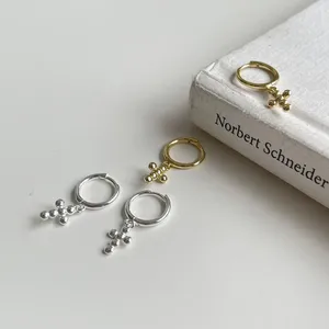 Dangle Earrings 925 Sterling Silver Classic Crossペンダントフープ