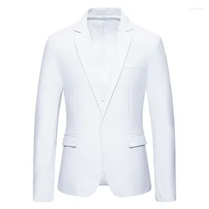 Men's Suits Mens Stylish White Blazer Jacket 2024 Brand Notched Lapel One Button Suit Men Wedding Business Formal Hombre 3XL