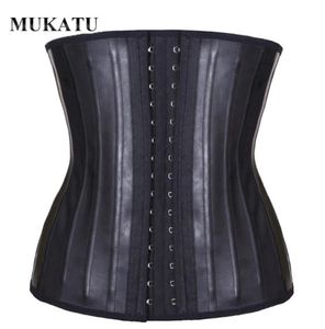 Mukatu latex midjetränare korsett magen smal bälte kropp shaper modellering rem 25 stålbenad cincher gaine amincissante 2201077463554