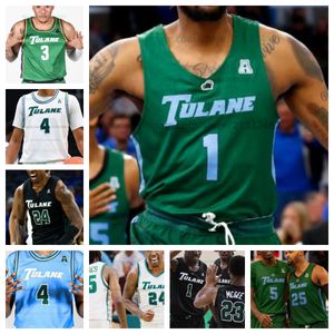 Tulane Green Wave Basketball Jersey NCAA zszytą koszulkę Dowolne imię Numer Men Men Men Młodzież Haftowane Asher Woods Percy Daniels Kevin Cross Jaylen Forbes