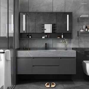 Bathroom Sink Faucets Stone Plate Light Luxury Smart Solid Wood Cabinet Washbasin Wash Basin Table