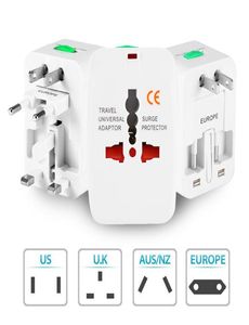 Allt i en Universal International Plug -adapter 2 USB Port World Travel AC Power Charger Adapter med au us uk EU EU Converter Plugs3435520