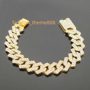 Neue Mode Hip Hop 15mm Rosa Diamanten Kubanische Kette Gold Überzogene Zink-legierung Kubanische Link Kette Halskette Für Männer schmuck Halskette