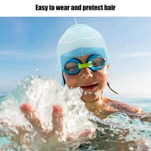 Swimming Caps New Cute comfortable swimming for Children Swimming Silicone Waterproof Kids Cartoon Swim Pool Diving Hat Ear Protection YQ240119