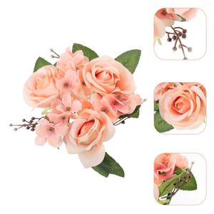 Decorative Flowers Simulated Flower Holder Artificial Rose Wreaths Rings Garland Wedding Gift Floral For Mini Table Taper