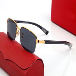 Retro frameless women sunglasses color wooden temples buffalo horn luxury designer men sun glasses anti-blue light custom prescrip286f