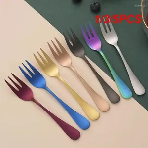 Forks 1/3/5PCS Pieces Gold Fruit Fork Stainless Steel Coffee Tea Set Ice Cream Cake Dessert Mini Afternoon Party Black