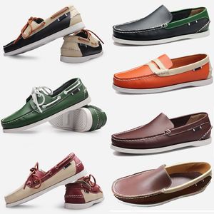 GAI GAI GAI New Large Size Sailing Sneakers Casual Mens Genuine Leather British Driving Single Shoes for Men Shoe Eur 38-45