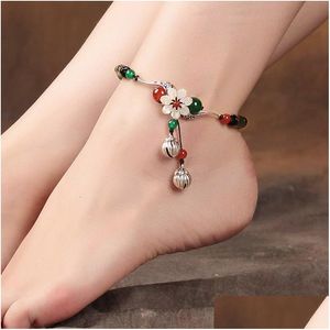 Anklets China Ethnic Women Couple Vintage Double Bells Lovers Feet Accessories Rope Retro Fashion Gift For Girlfriend Drop Delivery Je Dhxcj