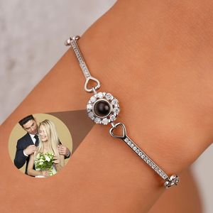 Custom po Projection Bracelet Jewelry with Silver/Rose Gold Color Personalized Couple Bangles Gift Jewelry for Men Women 240119