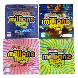 Millions ROPE bites 600mg Empty Mylar Bags Gummy Sugar Packing Bag Plastic Retail Packaging Mix Styles Smell Proof Plastic Pouch