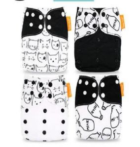 4Pcs U PICK Happy Flute Newborn Baby Diaper NB Pocket Cloth Diapers Bamboo Charcoal Inner Waterproof PUL Outer Double Gussets1714760