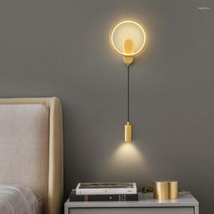 Wall Lamps Nordic Long Strip Copper Lamp Luxurious Black/Gold Master Bedroom Bedside Designer Living Room Background Light