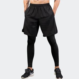 Byxor pvteide löpande byxor män kompression leggings män gym 2 i 1 byxor ficka jogginghose manliga smala svarta leggings springbyxa