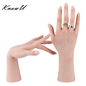 Realistic High Quality Silicone Mannequin with Texture Forming Skin Super Elastic Prosthetic Hand Show Nail Art