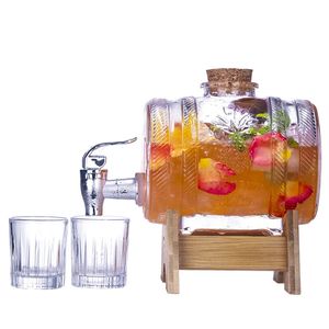 Set completo di decanter per whisky a botte con 2 bicchieri, dispenser in acciaio inossidabile con supporto personalizzato 240122