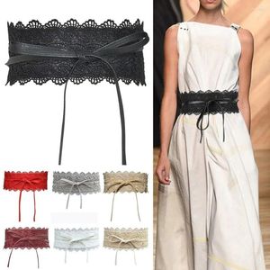 Belts Women Waistband Wide Corset Lace Belt Faux Leather Female Dress Bowknot Slim Fit