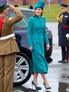 Kate Middleton Princess Trench Coat Högkvalitativ Autumn New Ladies Luxury Blue Elegant Office Button Party Fashion Windbreaker