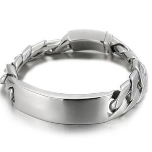 Armband tungt rostfritt stål Bangle 17mm 8.66 tum Curb Cuban Chain Smooth Bar ID Armband för män Kvinnor gratis fraktfabrikserbjudande