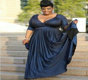 Abiti per la madre della sposa blu navy Mezza manica Lunghezza pavimento Plus Size Abito da sposo per la madre Abiti da sera economici4667988