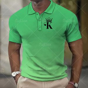 Polo T Shirt For Men Letter K Print Camisa Masculina Top Fashion Sports Golf High Quality Men Polo Shirt Extra Size Ropa Hombre
