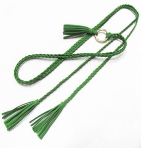 2020 Woven belt female summer decoration thin waist dress fashion simple wild tassel female waist rope new9793013