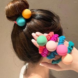 Hair Accessories Korean Fluorescent Color Big Ball Cloth Large Scrunchies Elastic Band For Girl Woman Cute Simple Bun Ponytail Rubber Ties