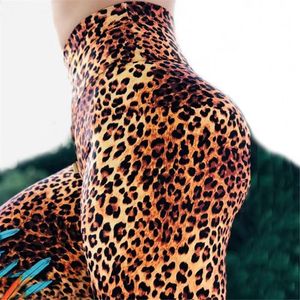 Capris Sexy Leopardo Stampa 3d Fiess Leggings Donna Vita alta Slim Pacchetto Hip Femminile Push Up Pantaloni da allenamento Leggings traspiranti