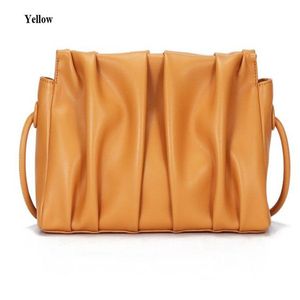 Wolkenbeutel weiblich 2021 kleiner quadratischer Crossbody -Fashion -Umhängetaschen weiche Falten Leder 3 Taschen Inner317z